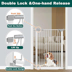 Fairy Baby 40.5" Extra Tall Baby Gate for Stairs, 40.6"-54.7" Extra Wide Dog Pet Gate Indoor Outdoor, Pressure Mounted Walk Thru Swing Metal Safety Child Gate, Cat Puppy Gate for House Doorways, White