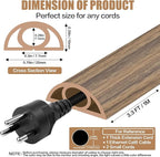 Floor Cord Cover Self Adhesive Cord Hider,3.3FT Cable Management, Extension Strip Protector for Wires, Prevent Cable Trips for Offices, Gyms, Exhibitions Cavity:0.3"(W) x0.28(H) Woodsmokedbrown
