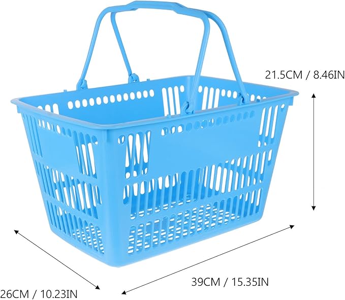 Uonlytech Thickened Plastic Storage Basket with Double Handles Handles Grocery Basket for Supermarket Shopping and Household Organizing