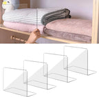 OKPOW Acrylic Shelf Dividers for Closet Organization: 4 Pack Tall Durable Clear Shelves Separators for Clothing Adjustable