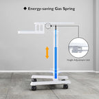 BONTEC Mobile Standing Desk with Keyboard Tray, Mobile Podium, Rolling Laptop Sit Stand Desk on Wheels, Adjustable Height Up to 33lbs, Portable Computer Workstation Cart for Living Room, Office, White