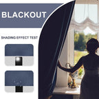 JIUZHEN Blackout Curtains for Bedroom - Thermal Insulated Room Darkening Noise Reducing, 52 x 84 Inch Length Curtains for Living Room, Set of 2 Panels with Tiebacks, Navy Blue