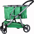 Reusable and Foldable 3 Shopping Bags Easy for Shopping and Carrying Groceries in Store (Silver Frame + 3 Green Baskets)