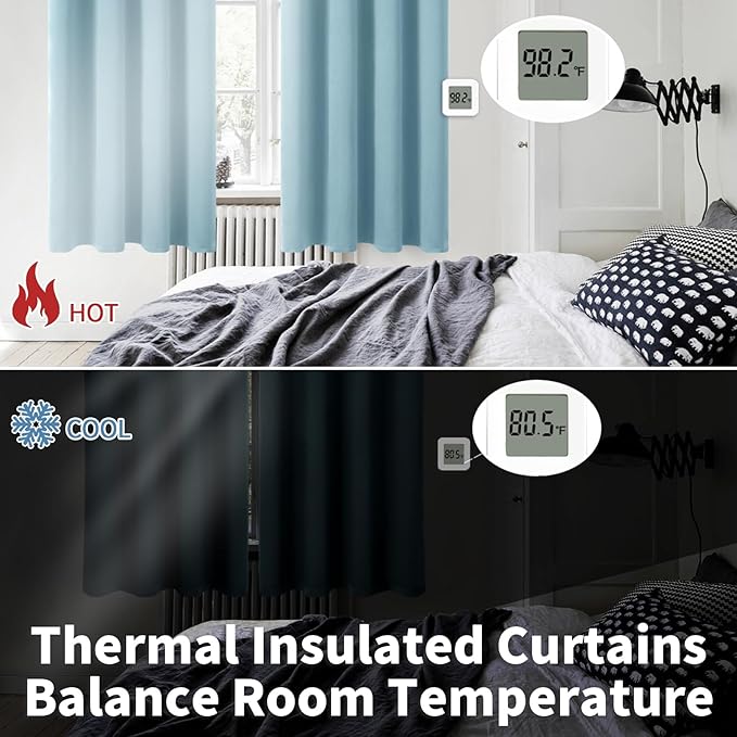BGment Room Darkening Curtains 45 Inches Long - Grommet Thermal Insulated Drapes Window Treatment Curtains for Bedroom, 2 Panels, 52 x 45 Inch, Greyish Blue