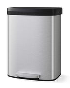 Garvee 16 gal / 60 L Stainless Steel Trash Can with Lid, Large Garbage Can for Kitchen, Rustproof Step-on Kitchen Metal Trash Bin with Liner Rim, Rear Handle, Soft Close Plastic Lid, Silver