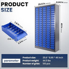 100-Drawer - Nut and Bolt Organizer | Stainless Steel Part Storage Cabinet | Shelves & Labels | Each Drawer 3.9" D x 7.8W x 2" H | Durable Hardware Storage for Small Parts/Tool (Classroom, Home)