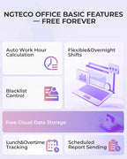 NGTeco Time Clock Cloud-Based with Tuch Screen, 4-in-1 Remote Control Time Clocks for Employees Small Business, Face/Fingerprint/Card/PIN, 2.4GHz&5GHz WiFi, Software & App, 10 IC Cards, 0 Monthly Fee