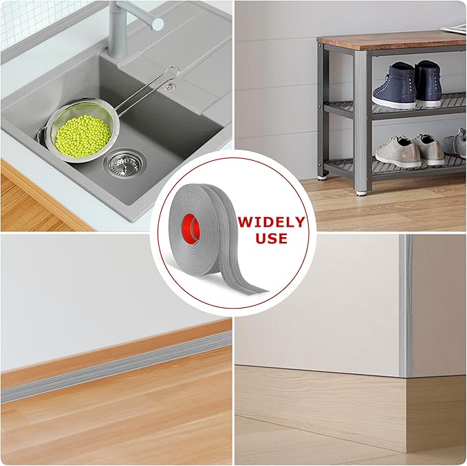 Flexible Wall Corner Protector Moulding Trim Peel and Stick Wall Corner Guards Edge Protector Self Adhesive Molding Trim Strip for Edge Ceiling (Light Gray Wood Grain, 2.4 in x 10 Ft)