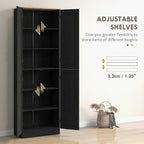 HOMCOM 67" Freestanding Kitchen Pantry, 4-Door Storage Cabinet Organizer with Adjustable Shelves, Kitchen Cabinet with Doors and Shelves, Distressed Black