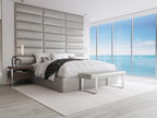 VANT Upholstered Bed Bench - Metallic Silver - Brushed Nickel - Contemporary Modern, Bedroom Bench Seat, Hallway, or Entryway