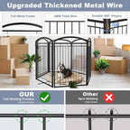 Full Metal Free Standing Dog Gate with Door for Indoor Outdoor, 144'' Extra Wide 36'' Tall Dog Gate for Doorways,Large Openings,Decks,Freestanding Portable Pet Fence(6 Panels,Black)