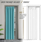 JIUZHEN 80 Inch Length Door Curtains for Doorway Privacy Insulated Blackout Curtains with Tiebacks Rod Pocket Room Divider Curtain Cover for Bedroom Closet Door, Set of 2, 42 x 80 Inch, Turquoise