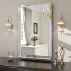 Silver Bathroom Mirror for Wall, 30x22 Inch Rectangular Aluminum Alloy Framed Mirror, Modern Wall Mounted Vanity Mirror for Bathroom, Vertical or Horizontal