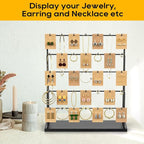 ORLESS Jewelry Display for Vendors, Earring Display Stand for Selling, Necklace Display Holder for Selling, Earring Cards Organizer for Bracelets, Rings, Jewelry Towers, Black (35 Hooks)