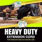 200ft Outdoor/Indoor Extension Cord 10/3 Gauge Ultra Heavy Duty 3 Prong SJTW, Waterproof, Flexible Cold-Resistant Long Power Cord,10A 125V 1250W, Yellow by LifeSupplyUSA