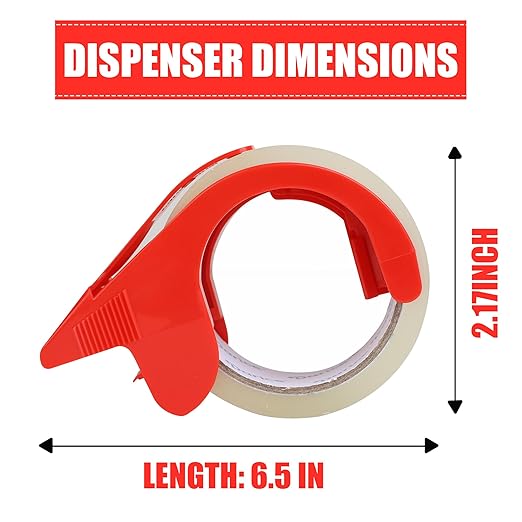 Darice Packing Tape with Dispenser, Heavy-Duty 2 Pack Packaging Tape 1.8” x 55 Yds Clear Tape for Moving, Shipping, and Box Sealing, 3-inch Core