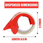 Darice Packing Tape with Dispenser, Heavy-Duty 2 Pack Packaging Tape 1.8” x 55 Yds Clear Tape for Moving, Shipping, and Box Sealing, 3-inch Core