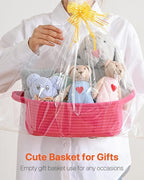 KALLAX Small Woven Basket, 12 x 8 x 4.5 Inches, Small Storage Baskets for Organizing, Gift Baskets Empty, Cute Rope Shelf Closet Storage Bins for Shelves, Dog Toy Basket, 3 Packs, Hot Pink