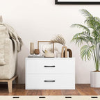 GOFLAME Stackable 2-Drawer Dresser Set of 2, Wood Horizontal Storage Organizer with Metal Handle & Smooth Sliders, Lateral File Cabinet with Anti-tilt Kit for Bedroom Office, White