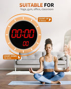12" Large Digital Wall Mount Clock, Count Down Timer, Alarm, Big LED, 12 RGB Color, Temperature for Living Room Classroom Desk, Xmas, Birthday Gift for Senior Mom Dad (Round)