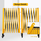 23FT Industrial Expandable Barricade Folding Security Gate with Wheels,Retractable Driveway Gate with Aluminum Fence