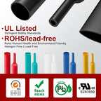 Chanzon 2:1 Ratio 3-1/2" (90mm) Heat Shrink Tubing 3.3Ft Roll (1M Total Length) Black Polyolefin Sleeving Wrap Shrinking 2 to 1 1pcs
