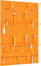 TORACK 3 PCS Metal Pegboard Panels(12x24 inch) for Wall Garage Tools Storage Pegboard for Workbench, Modular Peg Board Tool Organizer Board Kit(Pack of 3, Orange)