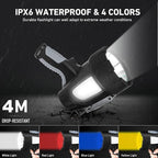 LBE Rechargeable Spotlight Outdoor, 90,000 Lumens Led Spotlight Flashlight with Cob Light and Foldable Tripod, 6 Modes Waterproof Handheld Spot Light for Outdoor Marine Boating Hµnting