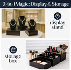 3 Pack Extra Large Acrylic Buffet Risers - 15”, 14”, 13” Black Display Stands with Hollow Bottoms, Cube Riser Boxes Nesting for Dessert Food Catering Buffet Display Party Supplies