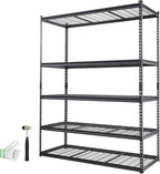 VEVOR Storage Shelving Unit, 5-Tier Adjustable, 2000 lbs Capacity, Heavy Duty Garage Shelves Metal Organizer Wire Rack, Black, 60" L x 24" W x 78" H for Kitchen Pantry Basement Bathroom Laundry Closet