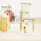 SRIWATANA Jewelry Organizer Display Extra Tall Necklace Holder 3 Tier Jewelry Tree Stand, Gift Idea (White & Gold)