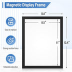 Magnetic Sign Holder 8.5 x 11 Inches Self-Adhesive Magnetic Display Frame 12 Pack Magnet Sign Holders Picture Frame Document Holder for Wall, Window, Classroom, Office, Poster Store (The back is self-adhesive)