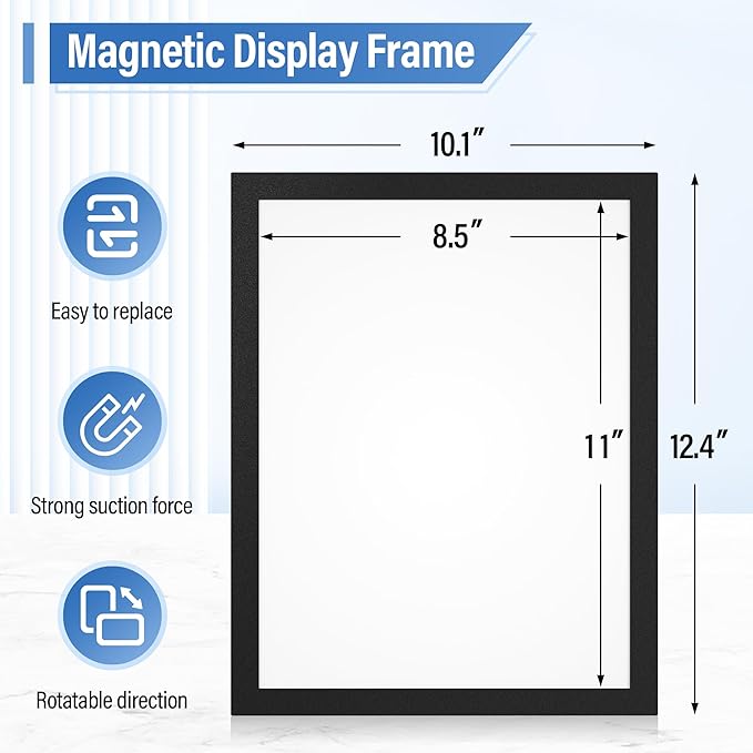 Magnetic Sign Holder 8.5 x 11 Inches Self-Adhesive Magnetic Display Frame 24 Pack Magnet Sign HoldersPicture Frame Document Holder for Wall, Window, Classroom, Office, Poster Store(The back is self-adhesive)