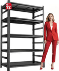 Garage Shelving Units, Heavy Duty 5-Tier Storage Shelves, Metal Adjustable Storage Rack, Steel Shelves, 2750 lbs Capacity, Industrial Shelving for Heavy Tools (Black, 16"Dx36"Wx72"H, 5-tier)