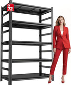 Garage Shelving Units, Heavy Duty 5-Tier Storage Shelves, Metal Adjustable Storage Rack, Steel Shelves, 2750 lbs Capacity, Industrial Shelving for Heavy Tools (Black, 16"Dx36"Wx72"H, 5-tier)