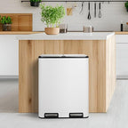 16 Gal (2 x 30 L) Dual Trash Can, Stainless Steel Kitchen Garbage Bin, Recycle Dustbin with Odor Control Box, Soft-Close Lid, Inner Buckets, Side Handle, Step Pedal, for Home Office