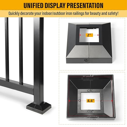 2.0"x2.0"（Actual: 2.0"x2.0"） Deck Post Base Cover Decorative Post Base Trim Skirt Black Aluminum 12Pack