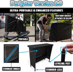 PartyLife Glowing LED Surface Portable Bar Table w/Mobile App, Wireless Remote, Folding Legs, 2 Bar Skirts, Heavy-Duty Storage Shelf & Carrying Case - Custom Skirt