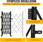 Folding Security Gate 35.83''W X 48.03''H Steel Scissor Door Gate Barricade Gate Expandable Security Gate Flexible Accordion Security Gate with 360° Wheels&Padlock