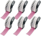 BETCKEY - Continuous Length Labels Replacement for Brother DK-2210 (1.1 in x 100 ft), Compatible with Brother QL Label Printers [6 Rolls/Continuous Labels, Pink]