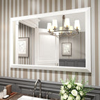 Amorho Bathroom Mirror, 48X32 Inch White Thick Metal Framed Wall Mirrors for Over 2 Sinks, Bedroom, Living Room, Entryway, Large Rectangle Wall-Mounted Mirrors.