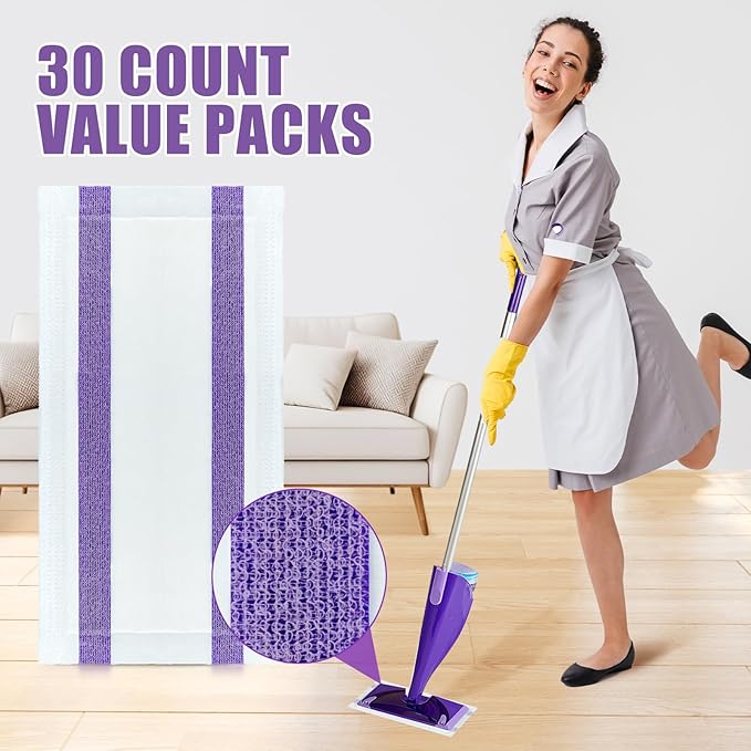 30 Count Disposable Wet Pads Refill for Swiffer Wet Jet Mop,Wet Jet Pads for All Floor Types,Disposable Multi Surface Wet Jet Hardwood Floor for swiffer Wet Pads Refill