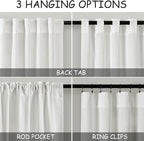 Off White Semi Sheer Linen Curtains 94 inch Length for Living Room Back Tab Rod Pocket Modern Farmhouse Coastal Decor White Cotton Textured Gauze Curtains 94 inches Long for Dining Room Office