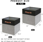Collapsible Fabric Storage Cube Bins with 2 Reinforced PU Handles, Foldable Storage Organizer Baskets for Closet, Shelves, Living Room | 13"x13"x13", 4 Pack, Black & Gray
