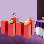 Eapmic Pedestal Stands for Party, Cake Pedestal Stand, Dessert Table Display Plinth Pillars, Sculpture Display Column Decoration Cube for Wedding Birthday (Red, Square-6Pcs(31.49"+25.59"+23.62"))