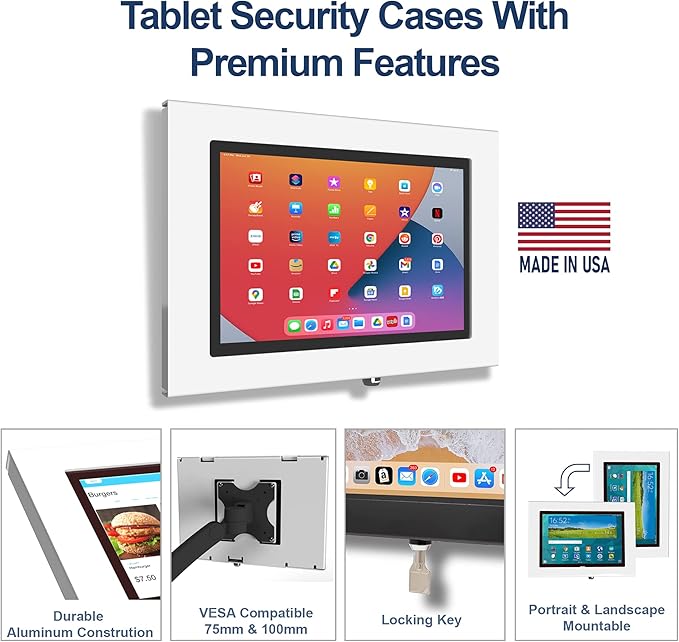 TABcare Locking Security Metal Case for Apple iPad Pro 12.9" 1/2 Home Button & Front Camera Blocked (Black, iPad Pro 12.9 1/2)