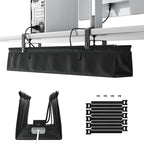 No Drill Under Desk Cable Management Tray - 36" Clamp/Screw Desk Cord Management, Premium Fabric Cable Racyway for Office & Home