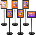 6 Pack Adjustable Sign Stand Holder 8.5'' x 11" Heavy Duty Floor Standing Sign with Base and Snap open Frame Pedestal Stand for Indoor Outdoor Display Vertical Horizontal View (Round Corner)