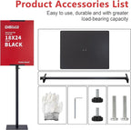 DISPLAYSWORKER Poster Stand for Display,Double Sided Banner Stand with heavy duty Base, Metal Floor Standing Sign Holder Up to 78 inches for Board & Foam Sign (Single-Pole)