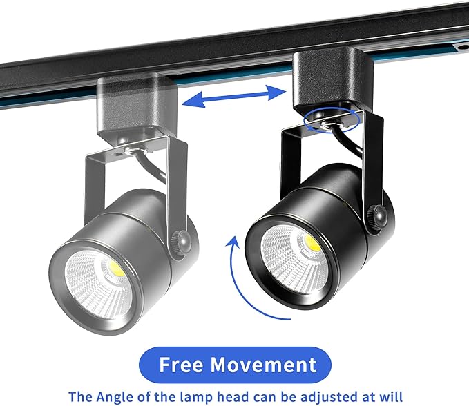 Plug in Track Lighting with Power Cord, 8-Light LED Track Lighting Kit with 6.6FT H Type Track Lighting Rails, Modern Kitchen LED Track Lighting Fixtures Ceiling Spot Light, Black